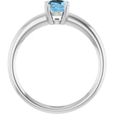 10K Gold Oval Natural Sky Blue Topaz Double-Prong Ring - White Gold - view 2