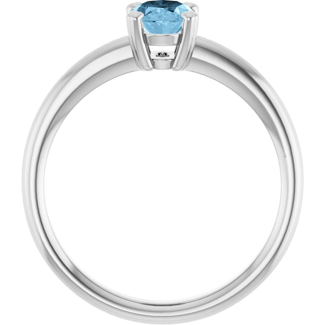 10K Gold Oval Natural Sky Blue Topaz Double-Prong Ring - White Gold - view 2