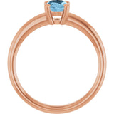 14K Gold Oval Natural Sky Blue Topaz Double-Prong Ring - Rose Gold - view 2