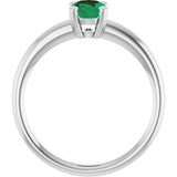 10K Gold Oval Lab-Grown Emerald Double-Prong Ring - White Gold - view 2