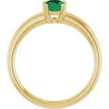 10K Gold Oval Lab-Grown Emerald Double-Prong Ring - Yellow Gold - view 2
