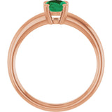 14K Gold Oval Lab-Grown Emerald Double-Prong Ring - Rose Gold - view 2