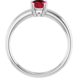 10K Gold Oval Lab-Grown Ruby Double-Prong Ring - White Gold - view 2
