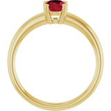 10K Gold Oval Lab-Grown Ruby Double-Prong Ring - Yellow Gold - view 2