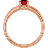 14K Gold Oval Lab-Grown Ruby Double-Prong Ring - Rose Gold - view 2