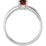 10K Gold Oval Natural Mozambique Garnet Double-Prong Ring - White Gold - view 2