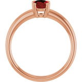 14K Gold Emerald Natural Mozambique Garnet Double-Prong Ring - Rose Gold - view 2