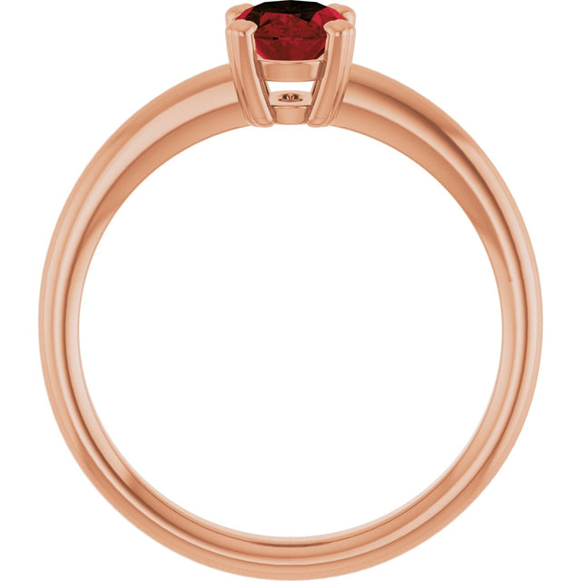 14K Gold Emerald Natural Mozambique Garnet Double-Prong Ring - Rose Gold - view 2