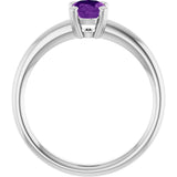 10K Gold Oval Natural Amethyst Double-Prong Ring - White Gold - view 2