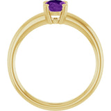 10K Gold Oval Natural Amethyst Double-Prong Ring - Yellow Gold - view 2