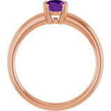14K Gold Emerald Natural Amethyst Double-Prong Ring - Rose Gold - view 2