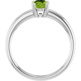 10K Gold Oval Natural Peridot Double-Prong Ring - White Gold - view 2