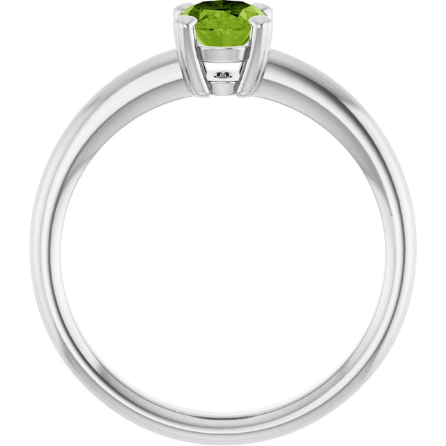 10K Gold Oval Natural Peridot Double-Prong Ring - White Gold - view 2