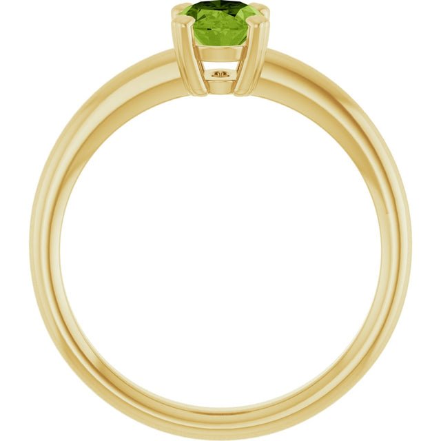 10K Gold Oval Natural Peridot Double-Prong Ring - Yellow Gold - view 2