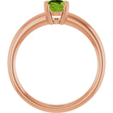 14K Gold Emerald Natural Peridot Double-Prong Ring - Rose Gold - view 2