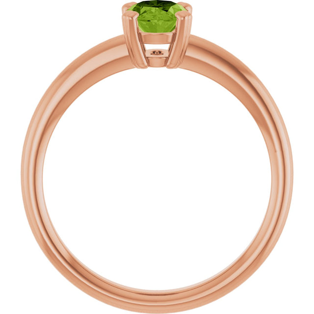 14K Gold Emerald Natural Peridot Double-Prong Ring - Rose Gold - view 2