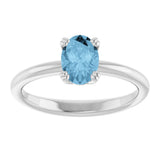 10K Gold Oval Natural Sky Blue Topaz Double-Prong Ring - White Gold - view 3