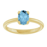 10K Gold Oval Natural Sky Blue Topaz Double-Prong Ring - Yellow Gold - view 3