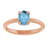 14K Gold Oval Natural Sky Blue Topaz Double-Prong Ring - Rose Gold - view 3