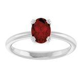 10K Gold Oval Natural Mozambique Garnet Double-Prong Ring - White Gold - view 3
