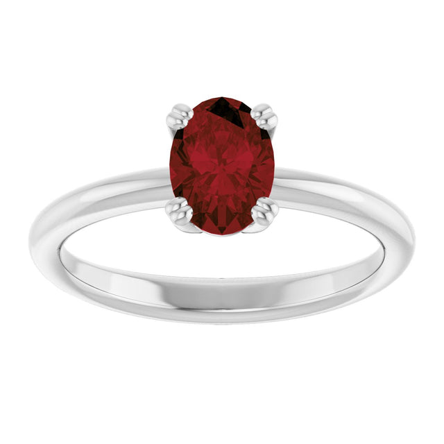 10K Gold Oval Natural Mozambique Garnet Double-Prong Ring - White Gold - view 3