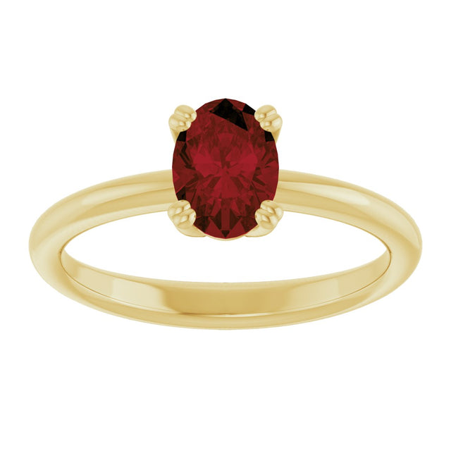 10K Gold Oval Natural Mozambique Garnet Double-Prong Ring - Yellow Gold - view 3