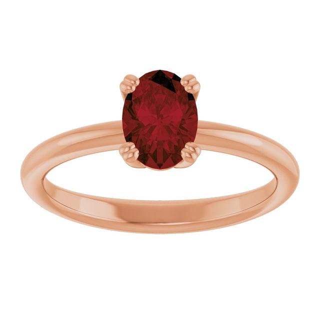 14K Gold Emerald Natural Mozambique Garnet Double-Prong Ring - Rose Gold - view 3