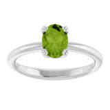 10K Gold Oval Natural Peridot Double-Prong Ring - White Gold - view 3