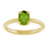 10K Gold Oval Natural Peridot Double-Prong Ring - Yellow Gold - view 3