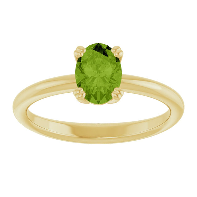 10K Gold Oval Natural Peridot Double-Prong Ring - Yellow Gold - view 3