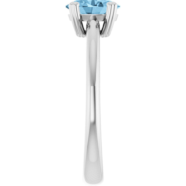 10K Gold Oval Natural Sky Blue Topaz Double-Prong Ring - White Gold - view 4