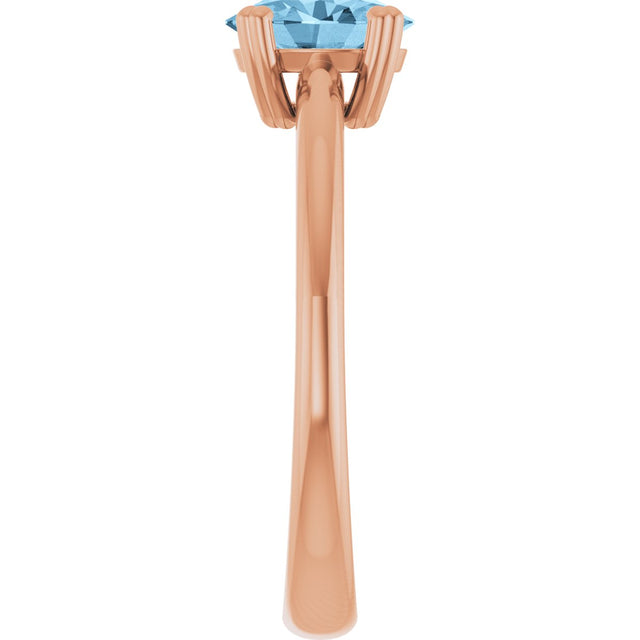 14K Gold Oval Natural Sky Blue Topaz Double-Prong Ring - Rose Gold - view 4