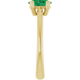 10K Gold Oval Lab-Grown Emerald Double-Prong Ring - Yellow Gold - view 4