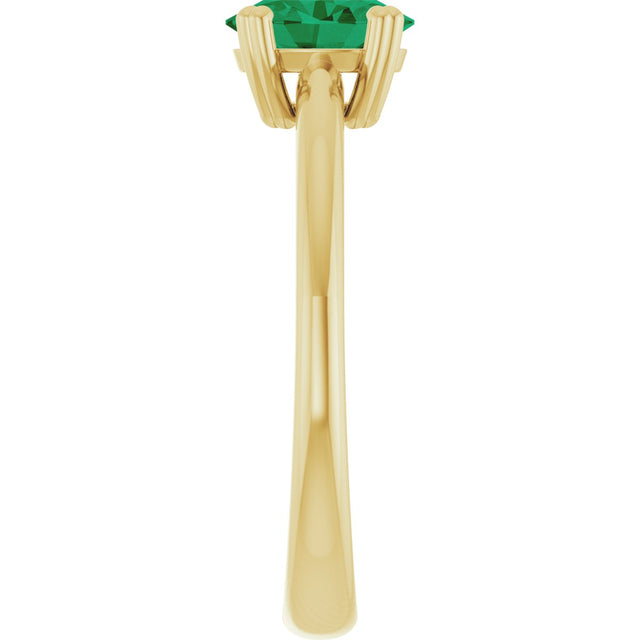 10K Gold Oval Lab-Grown Emerald Double-Prong Ring - Yellow Gold - view 4