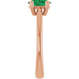 14K Gold Oval Lab-Grown Emerald Double-Prong Ring - Rose Gold - view 4