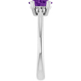 10K Gold Oval Natural Amethyst Double-Prong Ring - White Gold - view 4