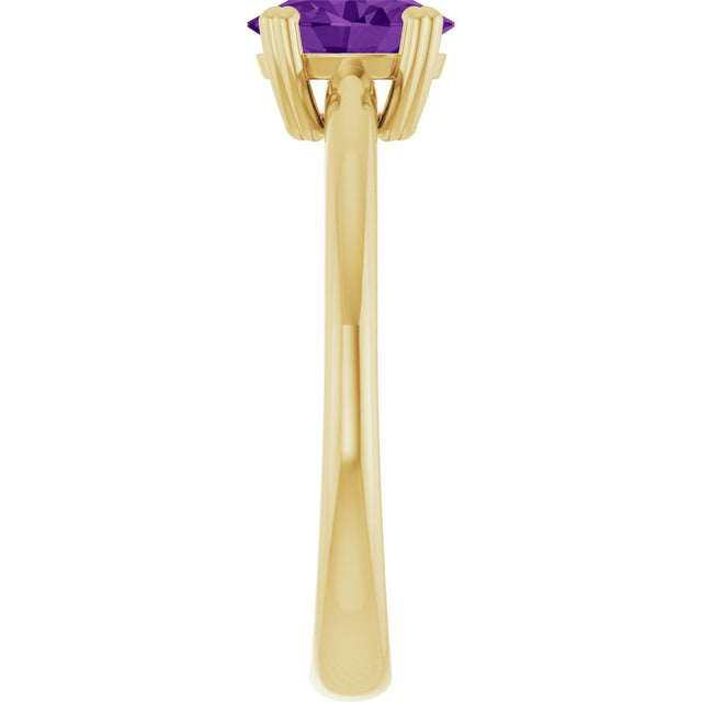 10K Gold Oval Natural Amethyst Double-Prong Ring - Yellow Gold - view 4
