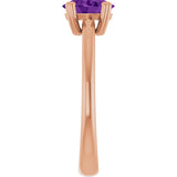 14K Gold Emerald Natural Amethyst Double-Prong Ring - Rose Gold - view 4