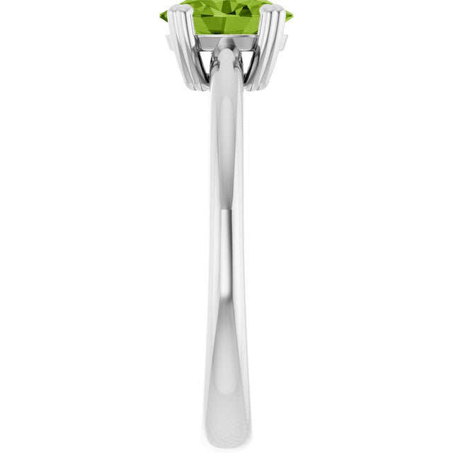 14K Gold Emerald Natural Peridot Double-Prong Ring - White Gold - view 4