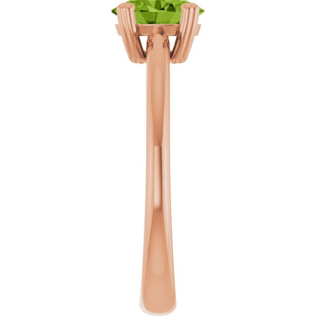14K Gold Emerald Natural Peridot Double-Prong Ring - Rose Gold - view 4