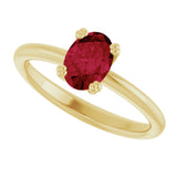 10K Gold Oval Lab-Grown Ruby Double-Prong Ring - Yellow Gold - view 5