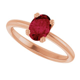 14K Gold Oval Lab-Grown Ruby Double-Prong Ring - Rose Gold - view 5
