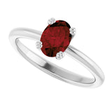 10K Gold Oval Natural Mozambique Garnet Double-Prong Ring - White Gold - view 5