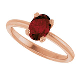 14K Gold Emerald Natural Mozambique Garnet Double-Prong Ring - Rose Gold - view 5