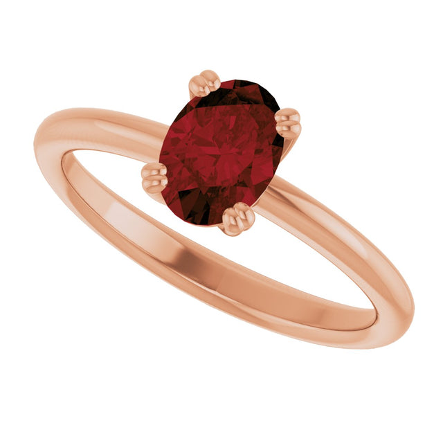 14K Gold Emerald Natural Mozambique Garnet Double-Prong Ring - Rose Gold - view 5