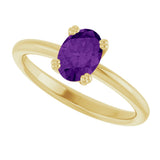 10K Gold Oval Natural Amethyst Double-Prong Ring - Yellow Gold - view 5