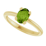 10K Gold Oval Natural Peridot Double-Prong Ring - Yellow Gold - view 5