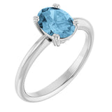 10K Gold Oval Natural Sky Blue Topaz Double-Prong Ring - White Gold
