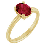 14K Gold Oval Lab-Grown Ruby Double-Prong Ring - Yellow Gold