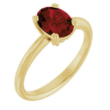 10K Gold Oval Natural Mozambique Garnet Double-Prong Ring - Yellow Gold